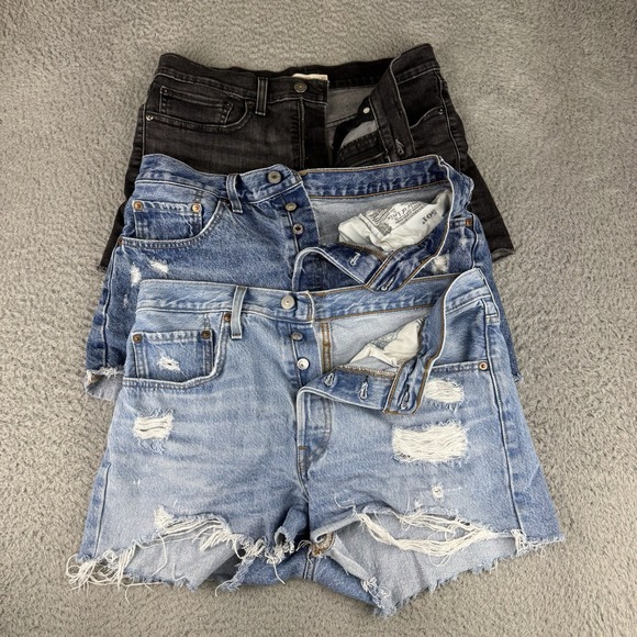 Levis 501 Women's Cut Off Denim Shorts Size 30 Lot Of 3 Bundle - Picture 1 of 11
